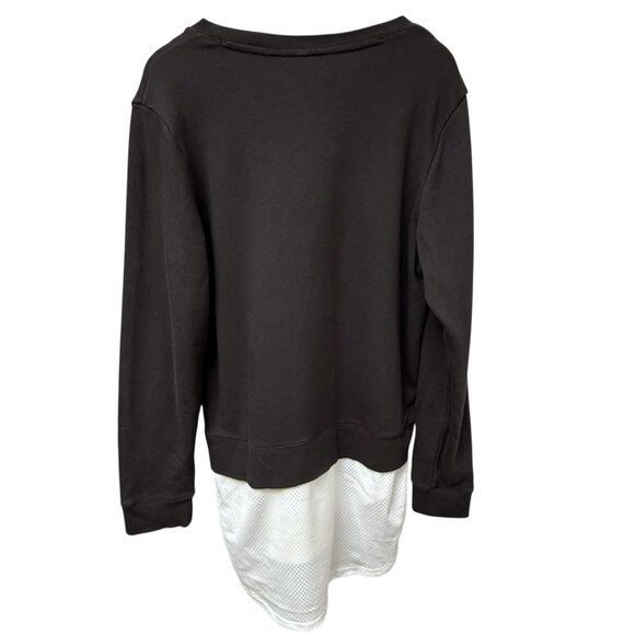 ADIDAS Layered Look Pullover Large Black White French Terry Jersey Tunic Womens - Picture 2 of 9